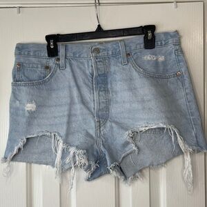 Levi’s 501 Women’s Cut Off Denim Shorts Sz 33 Ripped Distressed